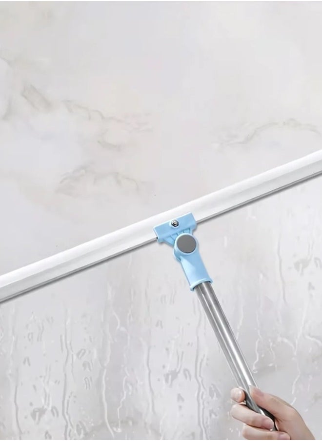 Generic - Silicone Rubber Floor Wiper Long Handle Window Shower Cleaner with Extendable and Adjustable Stainless Poles for Glass Bathroom Floor Cleaning - Image 1