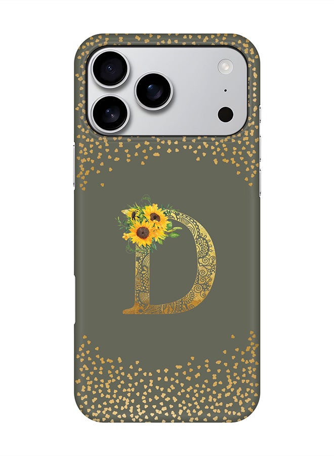Stylizedd For iPhone 17 Pro Max,Case, [Compatible with MagSafe] Magnetic cover Slim fit Protection Matte, - Custom Floral Monogram - D  (Olive Green )