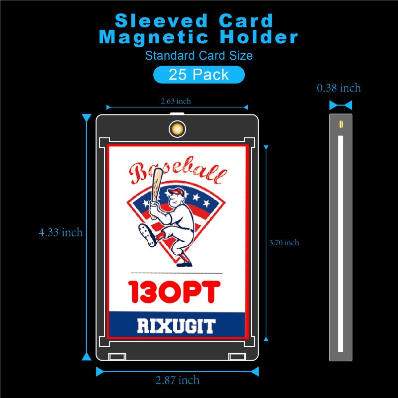 RIXUGIT 25-Pack Sleeved Magnetic Card Holders -130pt One Touch Card Holder, with 2.63"x3.7" Larger Inner Dimension, First Insert Card into Soft Card Sleeve, Then Place into Card Holder for Double Protection - Image 2