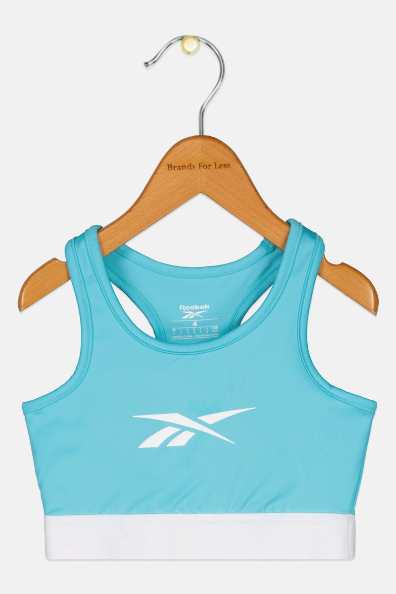 Reebok Toddlers Girl Brand Logo Bralette, Blue - Image 1