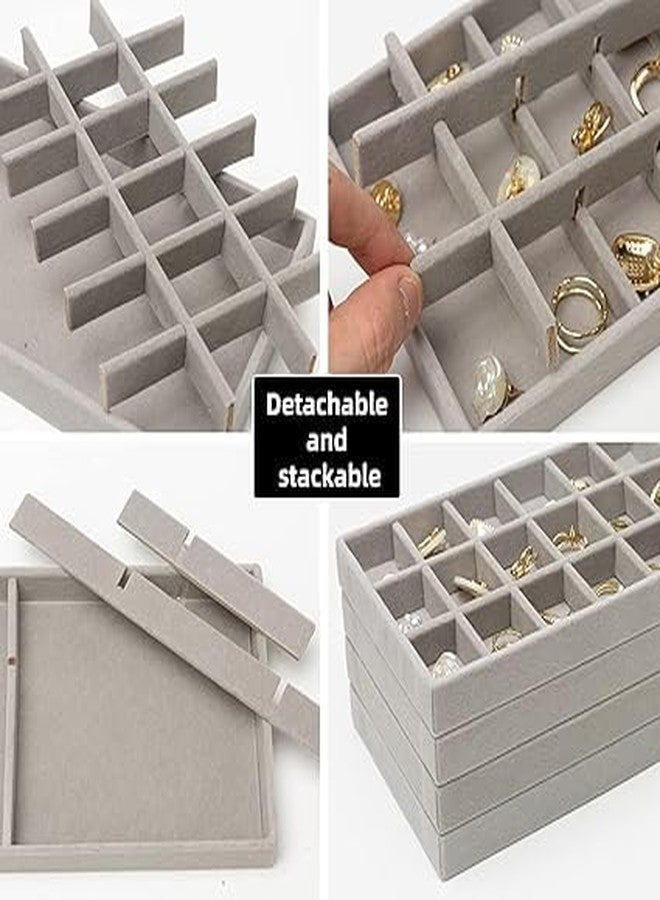 AMGZLE Velvet Jewellery Trays, Stackable Jewellery Organiser, Jewellery Storage, Drawer for Storing and Displaying Earrings, Necklaces, Rings- Pack of 8 - Image 2