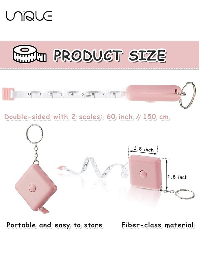 يونيك 3 قطع شريط قياس لقياس الجسم ، شريط قياس 60 بوصة لقياسات قماش الجسم ، خياط خياطة ، شريط قياس ناعم مزدوج النطاق ، شريط قياس قماش قابل للسحب (مع حلقة مفاتيح) - Image 2