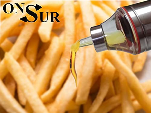 ONSUR Oil Dispenser for Home Kitchen 500 ML Bottle with Stainless Steel Bottom Container Lid Plastic Food grade Easy Flow Oil Spout Wider Moth for Easy Pour Clean 1Pc Silver - Image 5
