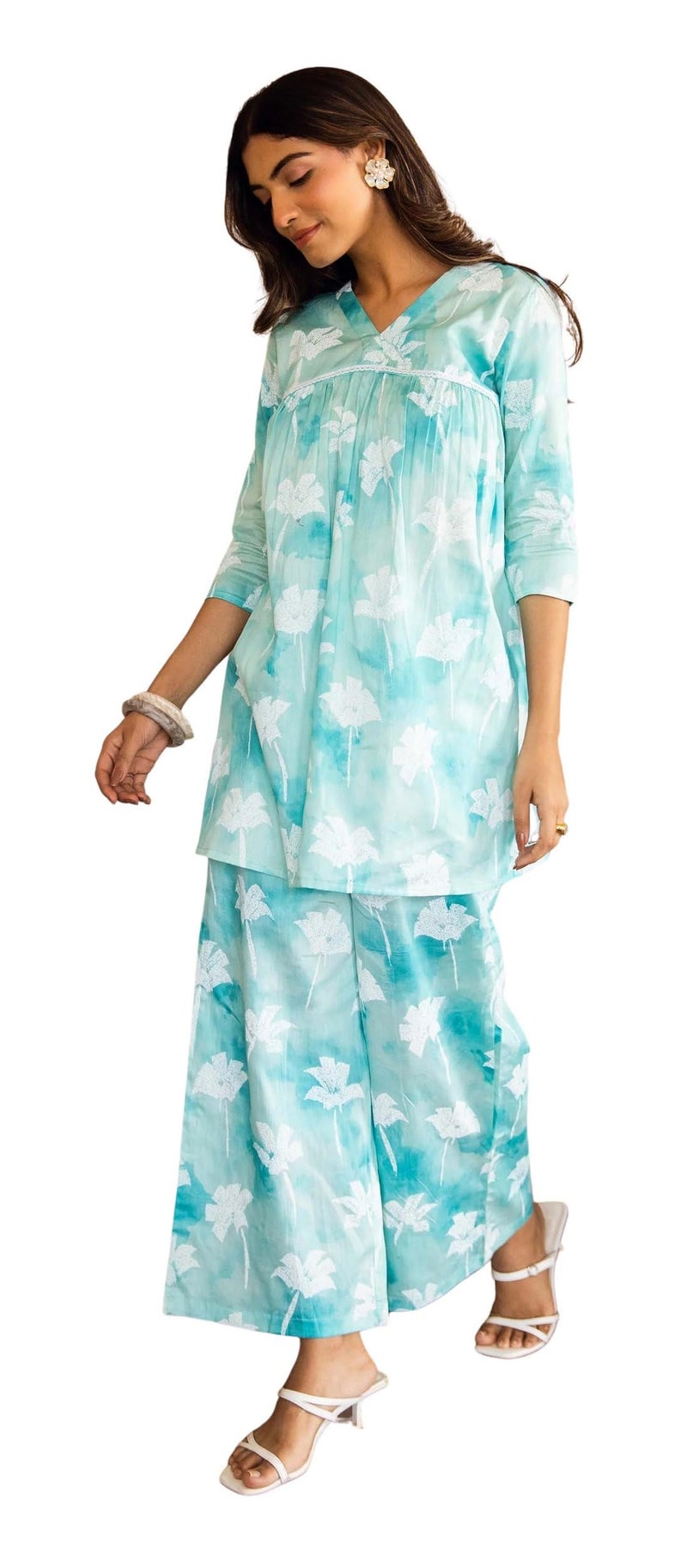 Kalaanj Kurta Set for Women || 2 pic co-ords Set for Women (KALSS25SP473_KB-Sky Blue-S) - Image 1