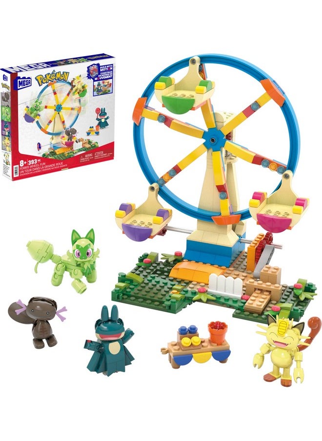 Mega Brands MEGA Pokémon Building Toys Set Ferris Wheel Fun with 393 Pieces, 4 Poseable Characters, 5+ Inches Tall, for Kids  - Image 1
