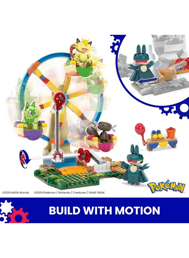 Mega Brands MEGA Pokémon Building Toys Set Ferris Wheel Fun with 393 Pieces, 4 Poseable Characters, 5+ Inches Tall, for Kids  - Image 3