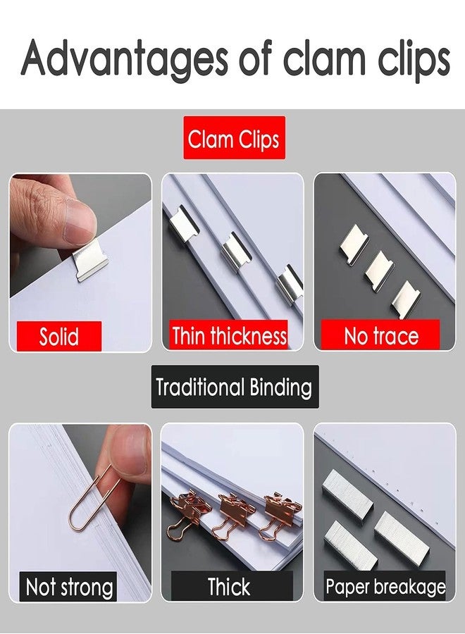 JITAHARAY 2 Pack Portable Handheld Paper Clam Clip Dispenser Large Size with 50 Stainless Steel Metal Refill Clips,Fast Paper Clipper for Desk Document Office Home School - Image 3