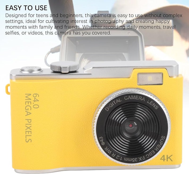 Vintage Digital Camera For Kids 4K Vlogging Camera 16x Zoom Anti Shake No Memory Card - Image 5