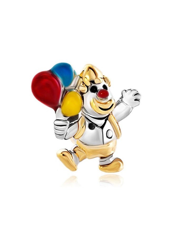 LSxAB Balloon Clown Charm Competible with Pandora Charm Bracelets Women Girls Red Blue Yellow Bead Silver Gold Party Fair, No Gemstone - Image 2