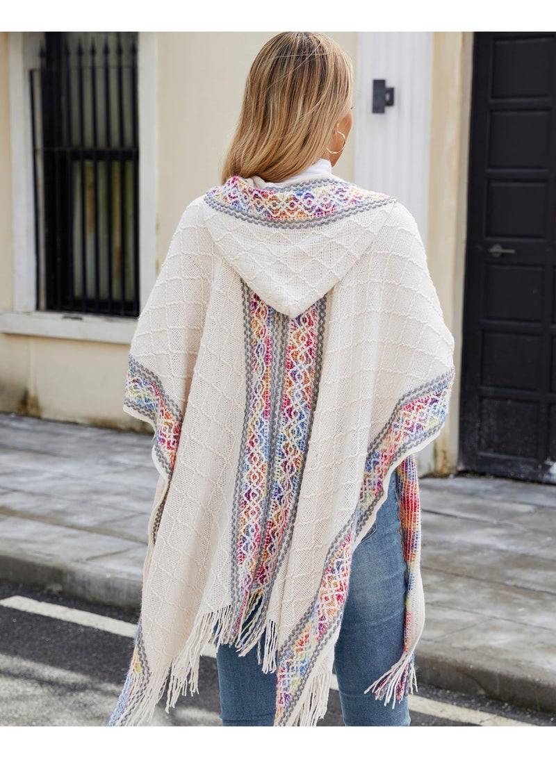 SUNSAR Knit Shawl Wraps for Women, Wraps Oversized Winter Scarf, Warm Poncho Sweater, Tassels Open Front capes, Warm Wearable Blanket Long Cardigans Sweater Coats for Ladies - Image 2