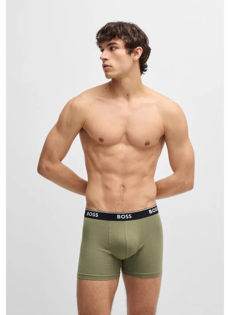 بوس Three-pack of stretch-cotton boxer briefs with logos