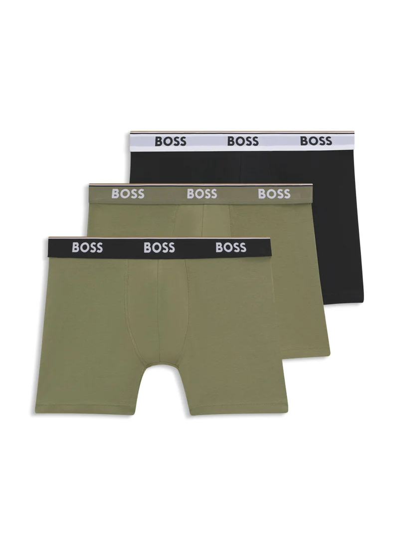 بوس Three-pack of stretch-cotton boxer briefs with logos