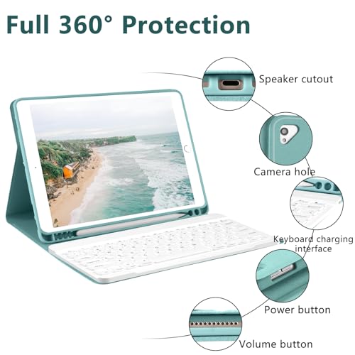 COO for iPad 9th Gen 2021 Case with Keyboard 10.2 inch, for iPad 8th Gen 2020/7th Gen 2019/Air 3/Pro 10.5 Keyboard Case, Detachable Wireless Bluetooth Keyboard with Pencil Holder for iPad 2021 9th - Image 4