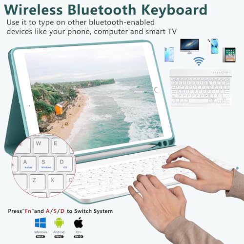 COO for iPad 9th Gen 2021 Case with Keyboard 10.2 inch, for iPad 8th Gen 2020/7th Gen 2019/Air 3/Pro 10.5 Keyboard Case, Detachable Wireless Bluetooth Keyboard with Pencil Holder for iPad 2021 9th - Image 3
