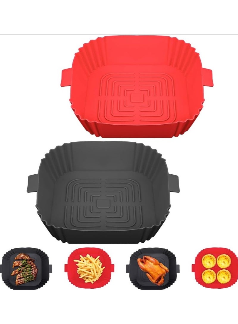 عدد 3 قطع قوالب ايرفراير مقاس 20 سم  سيليكون غير لاصق، قالب وعاء سليكون ارفرير مربع  آمن غذائيًا للقلاية الهوائية، بطانة مقلاة هوائية بديل لورق الزبدة القابل للاشتعال، سلة فرن قابلة لإعادة الاستخدام، ملحقات فرن للمطبخ، مناسبة للمقلاة الهوائية مقاس 20 سم ( اللوان متعددة  تاتي بشكل عشوائي) - Image 5
