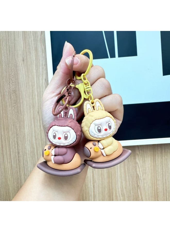 Aramu labubu Key chains, cartoon bucktoothed dolls, schoolbags, pendants, car key chains, small gifts - Image 5