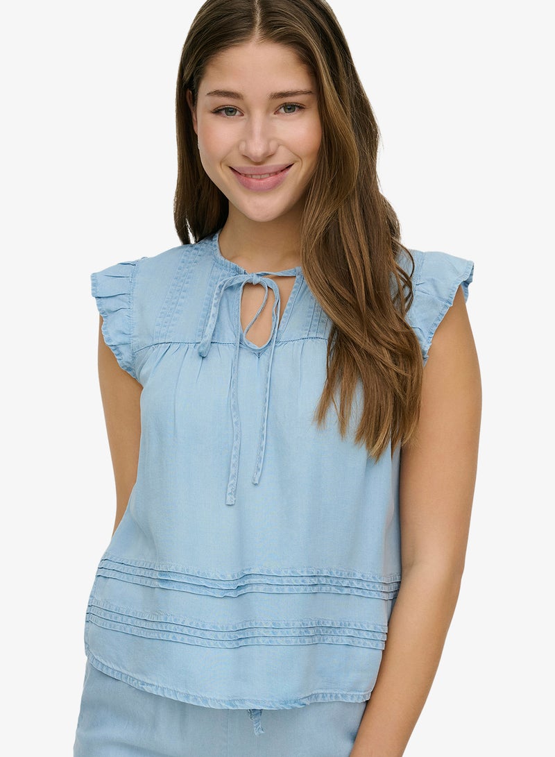 ONLY Onlcharis Life Tie Neck Top - Image 3