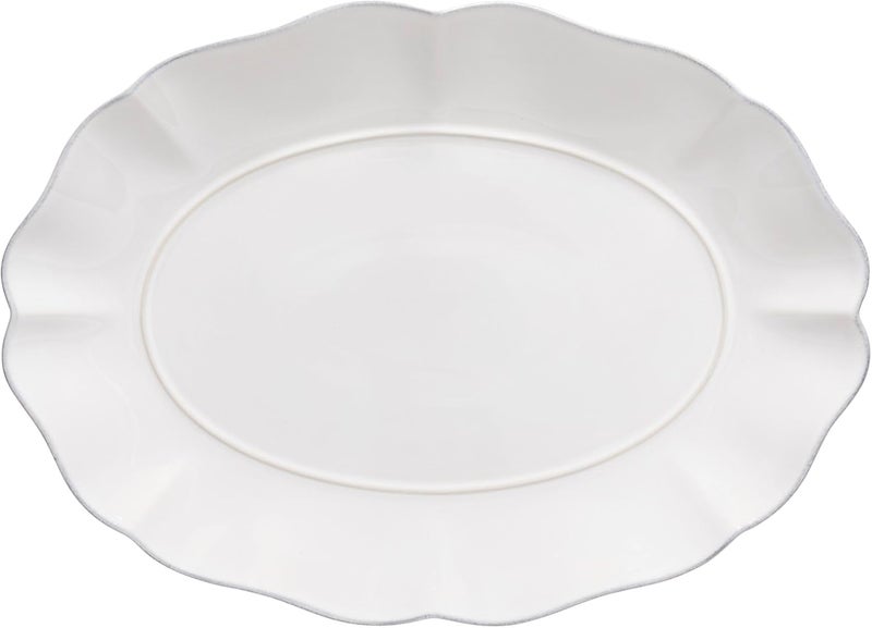 Costa Nova Ceramic Stoneware 16 x 12 Oval Platter  Rosa Collection White  Microwave  Dishwasher Safe Dinnerware  Food Safe Glazing  Restaurant Quality Tableware - Image 1