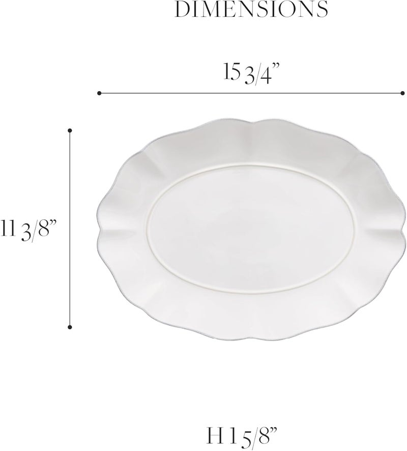 Costa Nova Ceramic Stoneware 16 x 12 Oval Platter  Rosa Collection White  Microwave  Dishwasher Safe Dinnerware  Food Safe Glazing  Restaurant Quality Tableware - Image 2