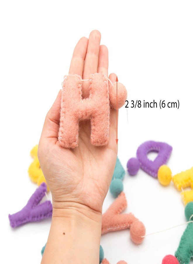 Glaciart One Happy Birthday Felt Banner - Natural Handmade Wool Letters & Balls - Birthday Party Decorations & Party Supplies - Ready-to-Hang Art - 6Ft, Rainbow-Colored - Image 4