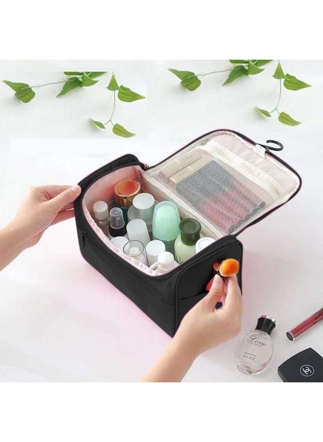 GOCART WITH G LOGO - Polyester Portable Hanging Travel Organizer Cosmetic And Makeup Pouch In Black Colour - Image 1