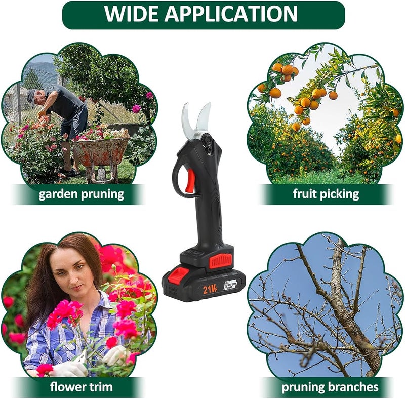 Eacam Electric Pruning Shears, Cordless Power Pruner for Gardening with 2Pcs 1500mAh Rechargeable Batteries Set, Tree Pruner Branch Cutter - Image 4