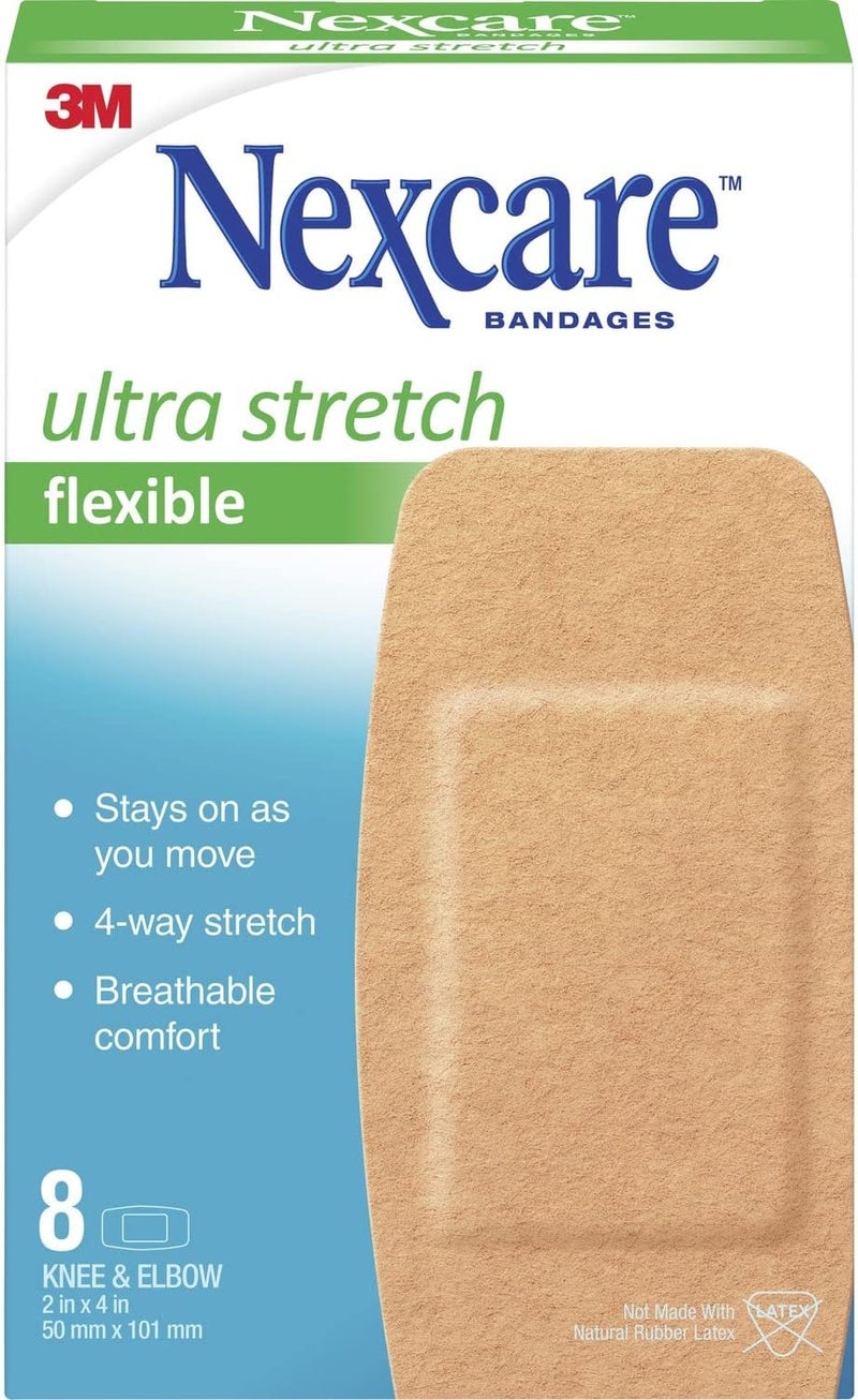 3M 57108 Fabric BandagesKneeElbowLatexFree2Inch x4Inch Strips8PK