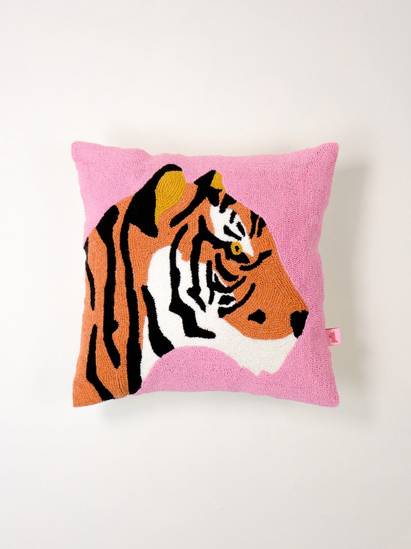 Galia Tasarım Galia Design Special Design Tiger Punch Cushion Cover / Pink  - Image 1
