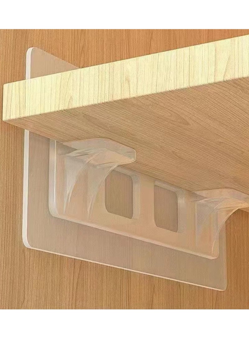 SYOSI 12 Pcs Adhesive Shelf Brackets, No Drill Shelf Support Pegs Punch Free Shelf Pins Cabinet Shelf Clips for Kitchen Cabinet Book Shelves Closet Clapboard Layer - Image 3