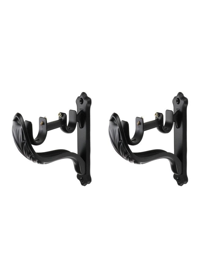 Tsnamay 2Pcs Double Curtain Rod Brackets Rod Holders,Black Retro Wall Mount Brackets for Window Curtains Rod Hangers with Adjustable Screw - Image 1