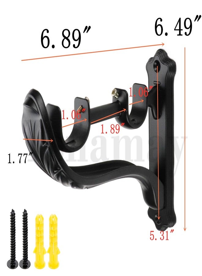 Tsnamay 2Pcs Double Curtain Rod Brackets Rod Holders,Black Retro Wall Mount Brackets for Window Curtains Rod Hangers with Adjustable Screw - Image 2