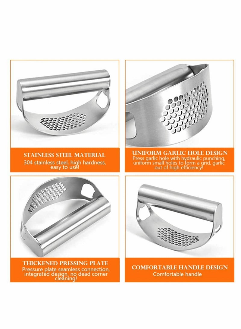 Ergonomic Stainless Steel Garlic Press and Chopper Two in One Easy Use Kitchen Gadget Extracts More Garlic Paste - Image 5