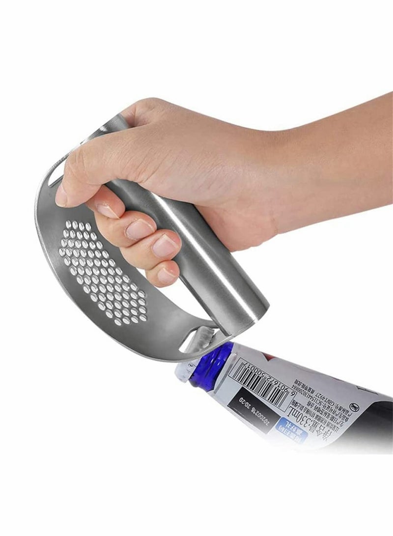 Ergonomic Stainless Steel Garlic Press and Chopper Two in One Easy Use Kitchen Gadget Extracts More Garlic Paste - Image 4