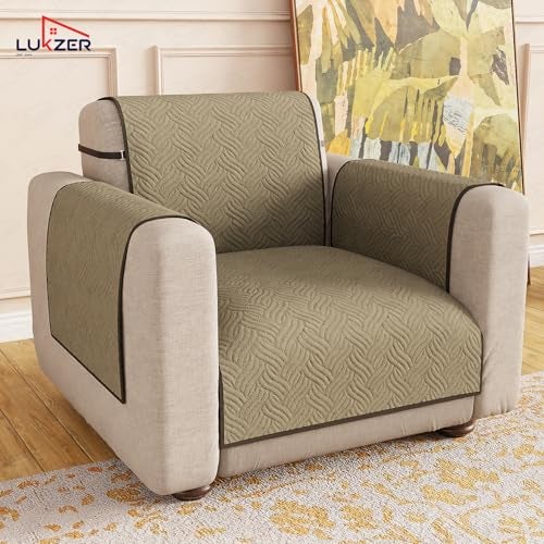 Lukzer 4 Seater Reversible Quilted Sofa Mat - Aqua Weave Pattern |Dark Brown| 250 GSM Polyester Sofa Runner with Arms & Deep Storage Pocket | Machine Washable Sofa Cover with Elastic Belt (SC-216-04) - Image 4