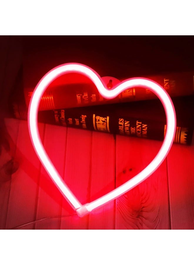Vicila Heart Neon Signs Valentine's Day Lights, Love LED Signs USB/Battery Operated Night Lights for Home, Wall, Mother's Day, Wedding, Christmas Decor-Heart(Red) - Image 2
