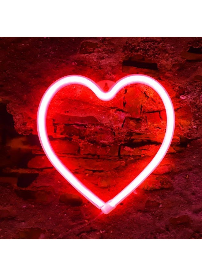 Vicila Heart Neon Signs Valentine's Day Lights, Love LED Signs USB/Battery Operated Night Lights for Home, Wall, Mother's Day, Wedding, Christmas Decor-Heart(Red) - Image 3