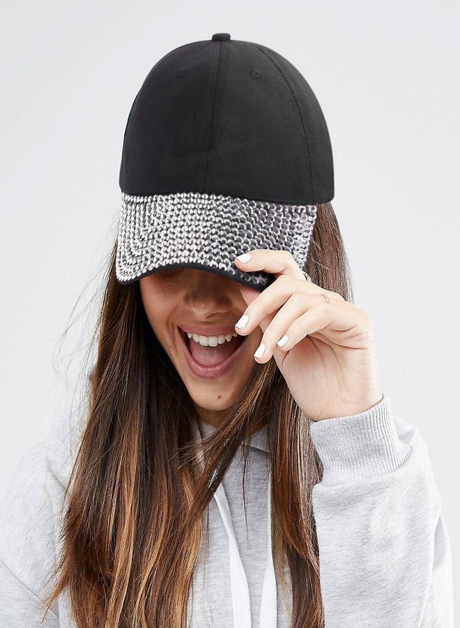 ZTL Womens Studded Rhinestone Baseball Cap Dad Trucker Hat Sparkle Bling Sun Hat A - Black - Image 4