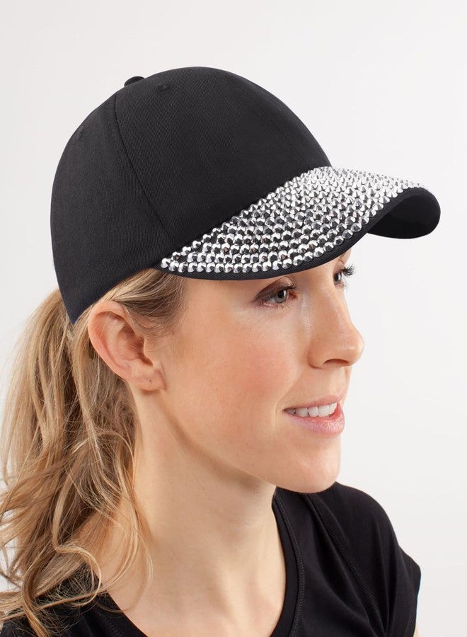 ZTL Womens Studded Rhinestone Baseball Cap Dad Trucker Hat Sparkle Bling Sun Hat A - Black - Image 5