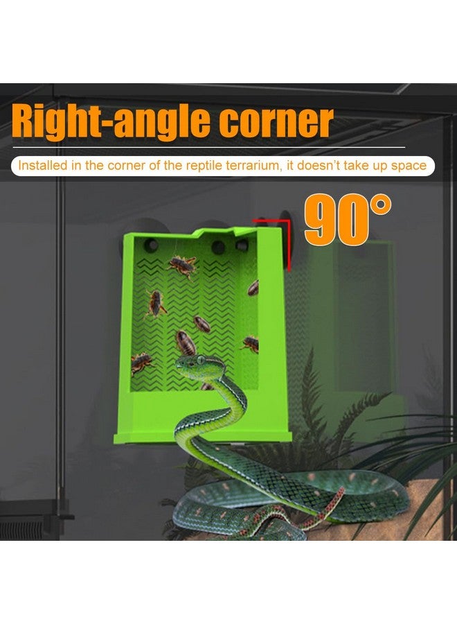 MiOYOOW Bearded Dragon Feeder, Escapeproof Corner Reptile Feeder Box with Suction Cups for Lizard, Lguana, Gecko, Bearded Dragon - Image 4