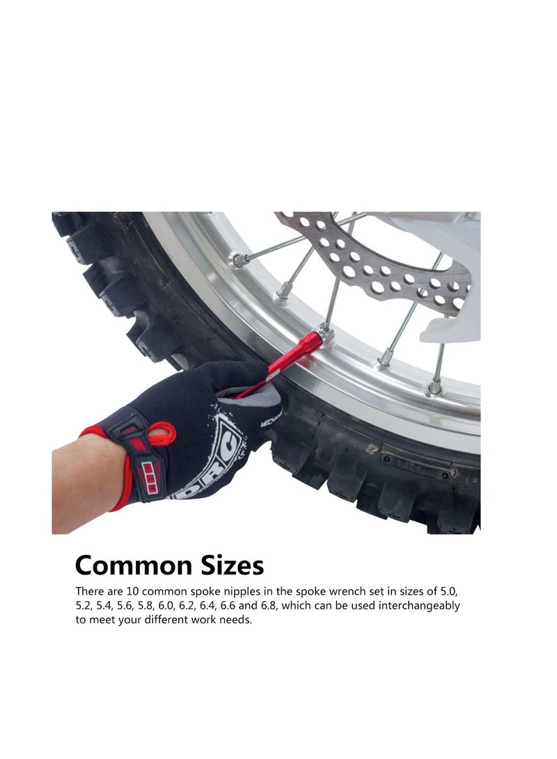 SOLARAE Motorcycle Spoke Wrench, Wrench Spanner Set, 5.0-6.8mm Motorcycle Spoke Wrench, Dirt Bike Spoke Wrench Kit, for Most Motorbike(Red) - Image 5