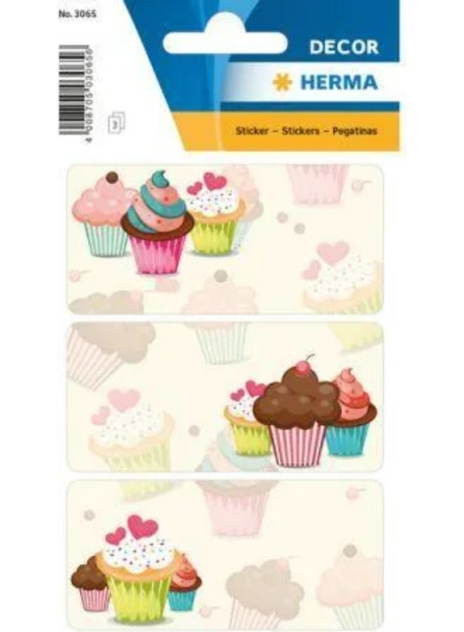 Herma Colorful Cupcake Decorative Sticker Set, Paper Stickers for Scrapbooking, Greeting Cards, School and Office Supplies for Girls, Kids' Craft and Art Activities Supplies - 9 Pieces - Image 1