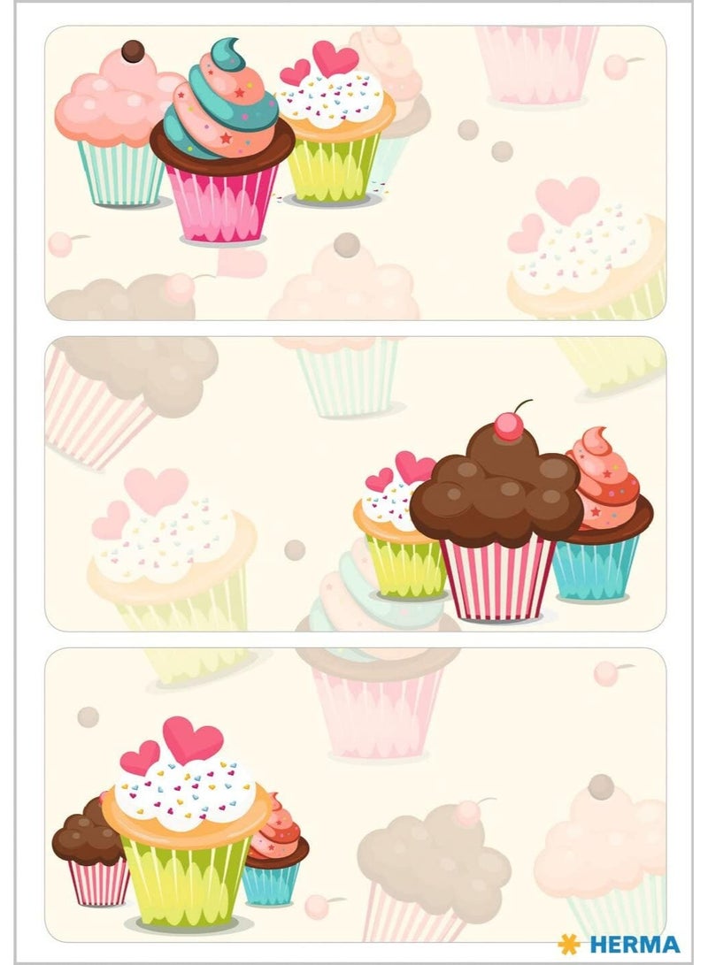 Herma Colorful Cupcake Decorative Sticker Set, Paper Stickers for Scrapbooking, Greeting Cards, School and Office Supplies for Girls, Kids' Craft and Art Activities Supplies - 9 Pieces - Image 2