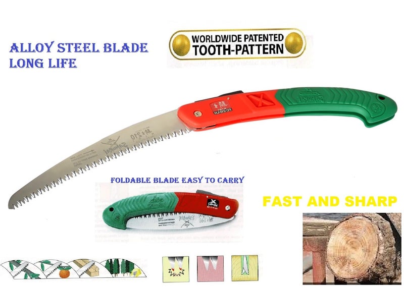 SAMURAI Heavy Duty Folding Garden Hand Pruning Saw FC 210 LH with Safety Auto Lock Mechanism Comfort Handle Designed for SingleHand Use Perfect for Trimming Trees Pruning Tree Branch and More Green Mini Portable Home Manual Trimming Folding Saw Cutter Made In Japan - Image 3