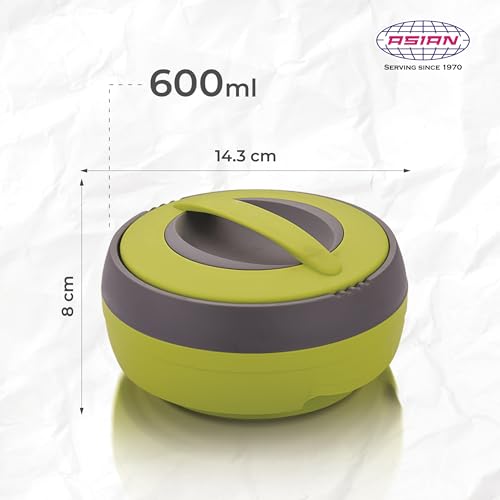 Asian Cosmos Inner Steel Casserole, 600 ml, Green|PU Insulated| BPA Free | Odour Proof| Food Grade | Easy to Carry | Easy to Store | Ideal for Chapatti | Roti | Serving Casserole - Image 3