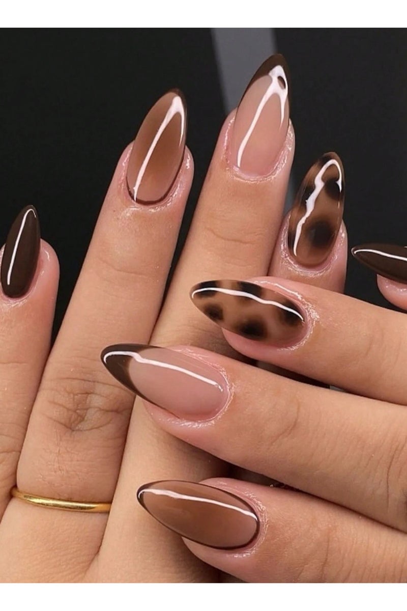 اظافر تركيب مزيفه بشكل لوزي تحتوي العلبه على 24 ظفر مع مبرد اظافر و صمغ - Image 1