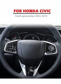 Generic Carbon Fiber Steering Wheel Button Sticker Frame, Which Compatible with Honda Civic 10th Gen 2016-2019 Auto Accessories Interior Modification  - Image 3