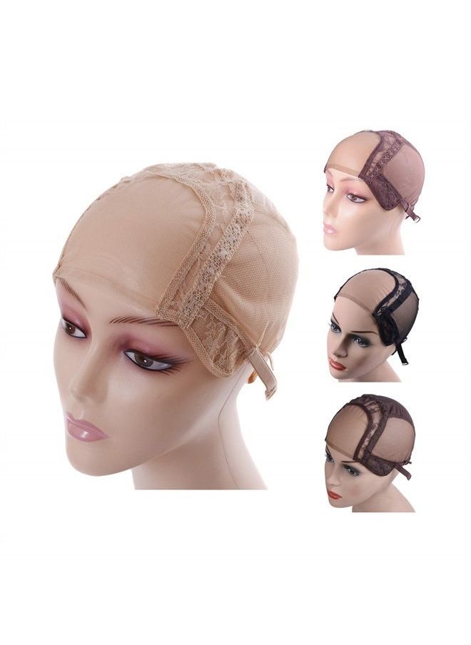 yantaisiyu 4X4 Inch U Part Swiss Lace Wig Cap for Making Wigs with Adjustable Straps on the Back Glueless Hairnets (Blonde S)  - Image 1