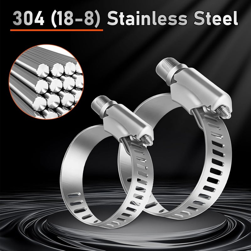 Juasky 90pcs Stainless Steel Hose Clamp Assortment Kit,1/2-2 1/4 Inch Small Stainless Hose Clamp For Tube Pipe Fuel Line, Plumbing - Image 3