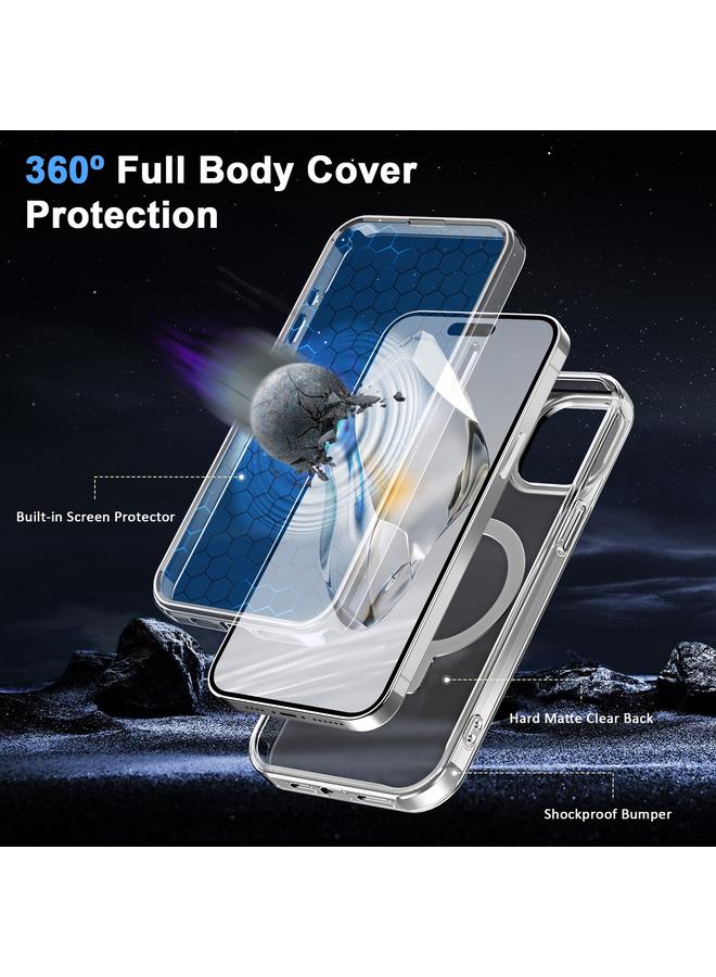 إيروريكس جراب هاتف كامل الجسم 360 درجة لهاتف Iphone 14 Plus بحامل Magsafe ذو ملمس غير لامع (شفاف) - Image 4