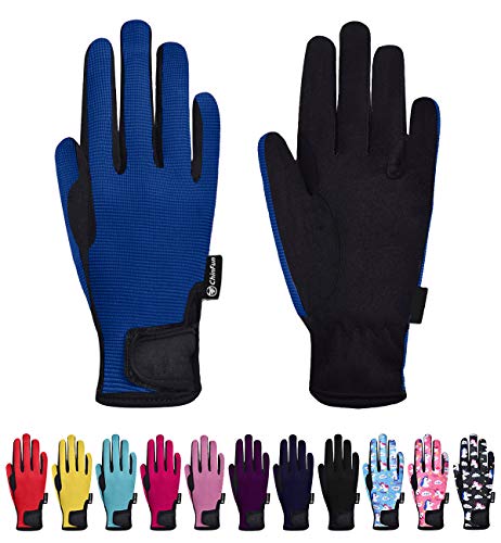 ChinFun Horse Riding Glove Equestrian Gloves Kids for Boys Girls Horseback Riding Gloves Grip for Youth Children Riding Sports Biking Cycling Gardening Royal Blue Size L - Image 1